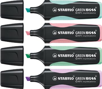 Stabilo greenboss pastel surligneur, blister de 4 pièces en couleurs assorties