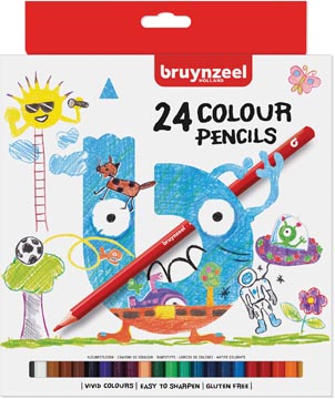 Bruynzeel kids crayons de couleur set de 24 pièces en couleurs assorties