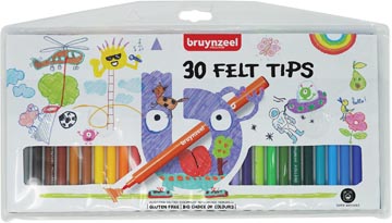 Bruynzeel kids feutres, étui de 30 pièces en couleurs assorties