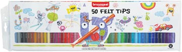 Bruynzeel kids feutres, étui de 50 pièces en couleurs assorties