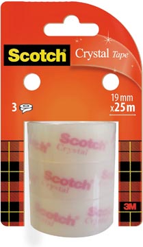 Ruban scotch crystal transparent, recharge de 3 rouleaux, 19 mm x 25 m