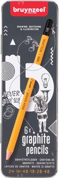 Bruynzeel crayon, boîte en metal de 6 pièces en duretés assorties