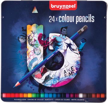 Bruynzeel crayon de couleur dark, boîte en métal de 24 pièces