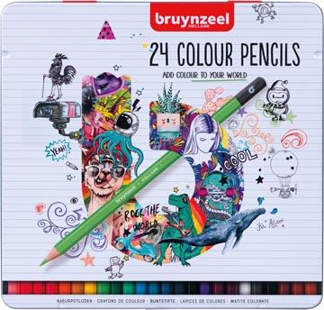 Bruynzeel crayon de couleur, boîte en métal de 24 pièces