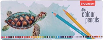 Bruynzeel crayon de couleur tortue, boîte métal de 45 crayons