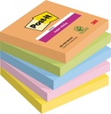 Post-it super sticky notes boost, 90 feuilles, ft 76 x 76 mm, couleurs assorties, paquet de 5 blocs