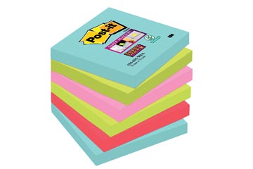 Post-it super sticky notes cosmic, 90 feuilles, ft 76 x 76 mm, paquet de 6 blocs