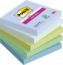 Post-it super sticky notes oasis, 90 feuilles, ft 76 x 76 mm, couleurs assorties, paquet de 5 blocs