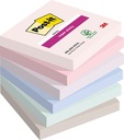 Post-it super sticky notes soulful, 90 feuilles, ft 76 x 76 mm, couleurs assorties, paquet de 6 blocs,
