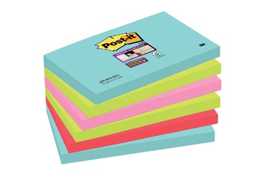 Post-it super sticky notes cosmic, 90 feuilles, ft 76 x 127 mm, paquet de 6 blocs