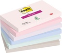 Post-it super sticky notes soulful, 90 feuilles, ft 76 x 127 mm, couleurs assorties, paquet de 6 blocs