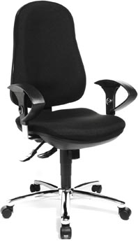 Topstar chaise de bureau support sy, noir, base en chrome