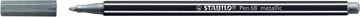 Stabilo pen 68 metallic feutre, argent