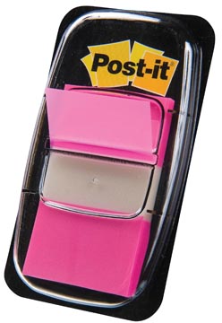 Post-it index standard, ft 25,4 x 43,2 mm, dévidoir avec 50 cavaliers, rose