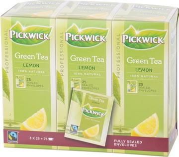 Pickwick thé, thé vert au citron, du commerce équitable, paquet de 25 sachets