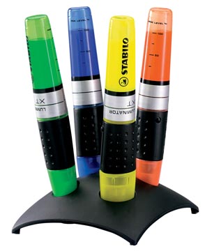 Stabilo luminator surligneur, deskset de 4 pièces en couleurs assorties