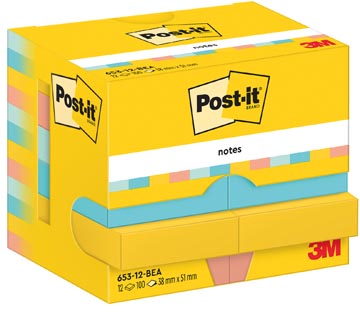 Post-it notes beachside, 100 feuilles, ft 38 x 51 mm, paquet de 12 blocs