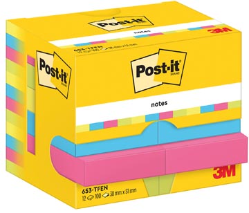 Post-it notes vitality, 100 feuilles, ft 38 x 51 mm, paquet de 12 blocs