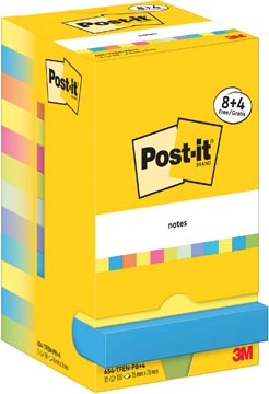 Post-it notes energetic, 100 feuilles, ft 76 x 76 mm, 8 + 4 gratuit