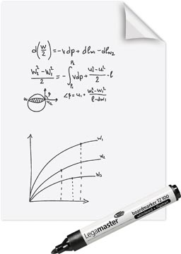 Legamaster magic-chart film tableau blanc, ft 60 x 80 cm, blanc, uni, rouleau de 25 feuilles