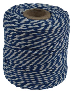 Ficelle de coton, bleu-blanc, bobine de 50 g, environs 55 m
