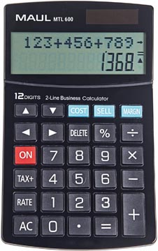 Maul calculatrice de bureau mtl 600, 2 lignes, noir