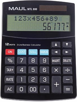 Maul calculatrice de bureau mtl 800, 2 lignes, noir