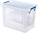 Bankers box boîte de rangement 18,5 litres, transparent avec poignées bleues, emballée individ. en carton