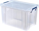 Bankers box boîte de rangement 26 litres, transparent avec poignées bleues, emballée individ. en carton