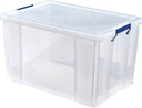 Bankers box boîte de rangement 85 litres, transparent avec poignées bleues, emballée individ. en carton