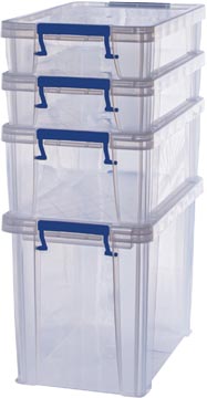 Bankers box boîte de rangement 1 x 18,5l + 2 x 5,5l + 1 x 10l, transparent, set de 4 pcs emb en carton