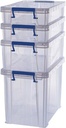 Bankers box boîte de rangement 1 x 18,5l + 2 x 5,5l + 1 x 10l, transparent, set de 4 pcs emb en carton