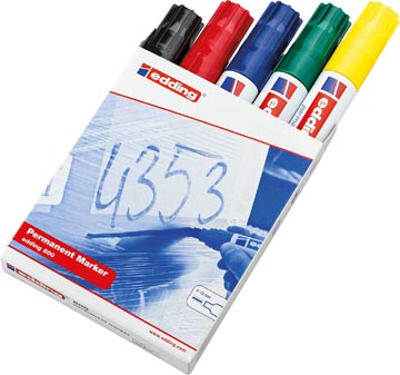 Edding marqueur permanent e-800, en couleurs assorties, boîte de 5 pièces