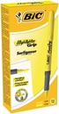 Bic surligneur highlighter grip, jaune, boîte de 12 pièces