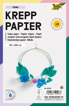 Folia papier crêpe, 10 rouleaux, ft 200 x 50 cm, couleurs assorties, trend