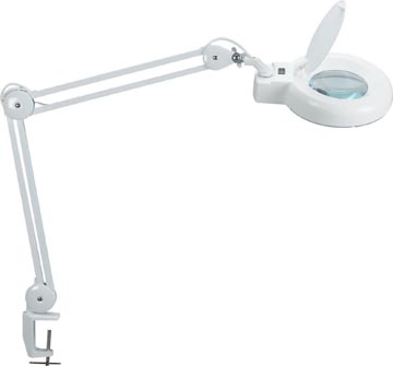 Maul luminaire loupe led viso, sur pince 6,3cm, longeur de bras 2x31cm, objectif 144cm2, blanc