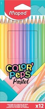 Maped crayon de couleur color'peps pastel, étui cartonné de 12 crayons