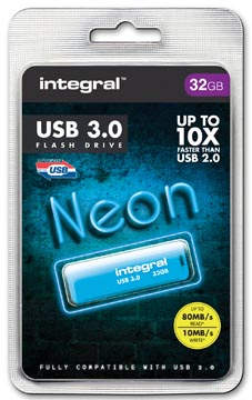 Integral neon clé usb 3.0, 32 go, bleu