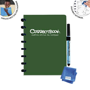 Correctbook a5 original: cahier effaçable / réutilisable, ligné, forest green (vert forêt)