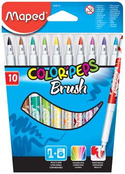 Maped feutre pinceau brush, 10 pièces en étui cartonné