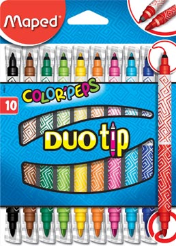 Maped feutre de coloriage color peps duo'tip, boîte de 10 pièces