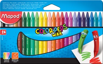 Maped crayon à cire color'peps wax, boîte de 24 pièces en couleurs assorties