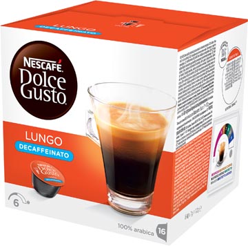 Nescafé dolce gusto dosettes de café, lungo decaffeinato, paquet de 16 dosettes