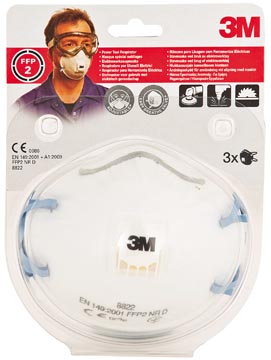 3m masque anti-poussières avec valve, degré de protection ffp2, blister de 3 pièces
