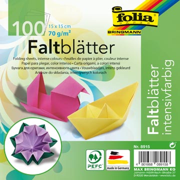 Folia papier origami, ft 15 x 15 cm, paquet de 100 feuillets