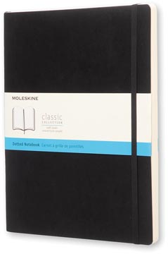 Moleskine carnet de notes, ft 19 x 25 cm, pointillé, couverture solide, 192 pages, noir