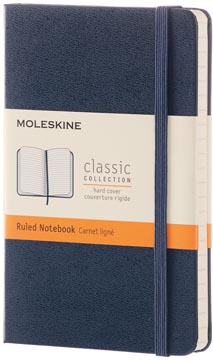 Moleskine carnet de notes, ft 9 x 14 cm, ligné, couverture solide, 192 pages, saphir