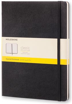 Moleskine carnet de notes, ft 19 x 25 cm, quadrillé, couverture solide, 192 pages, noir