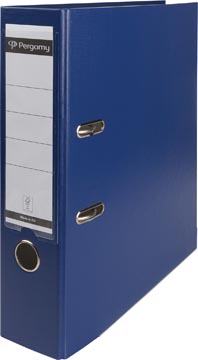 Pergamy classeur, pour ft a4, en carton recouvert de pp, avec bord de protection, dos de 8 cm, bleu foncé