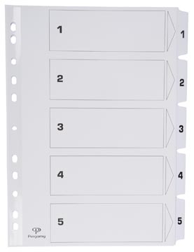 Pergamy intercalaires avec page de garde, ft a4, perforation 11 trous, carton, set 1-5